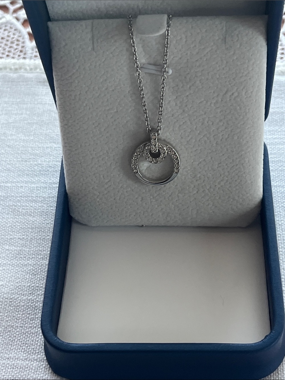 Swarovski Crystal Circle Necklace - Swan Logo Tag